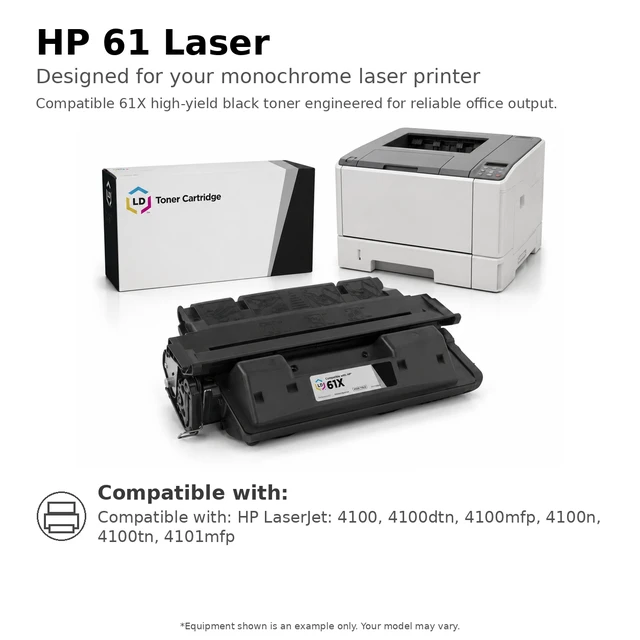 Alt view image 6 of 7 - LD Reman Replacement 5pk C8061X HY for HP 61X Black 4100mf 4100dtn 4100n 4101mfp