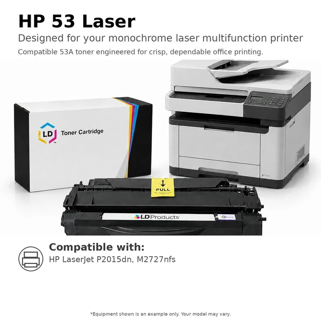 Alt view image 6 of 6 - LD Products Compatible Toner Cartridge Replacement for HP 53X Q7553X High Yield (Black) for use in HP Printer LaserJet P2015, P2015d, P2015dn, P2015x, M2727 MFP, M2727nf MFP, & M2727nfs MFP