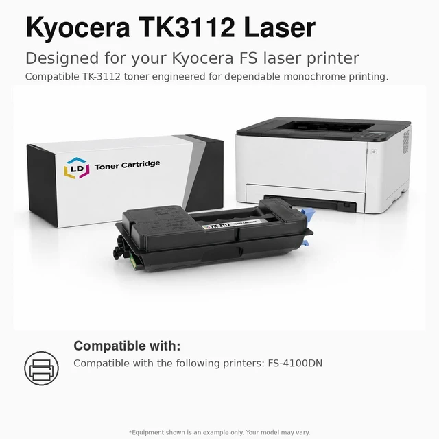 Alt view image 6 of 7 - LD Products Toner Cartridge Compatible with Replacement for Kyocera-Mita FS-4100dn TK-3112 (Black, 5-Multipack)