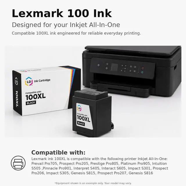 Alt view image 6 of 6 - LD Products Replacement Ink Cartridge Compatible with Lexmark 100XL 14N1068 High Yield (Black, 2-Pack)