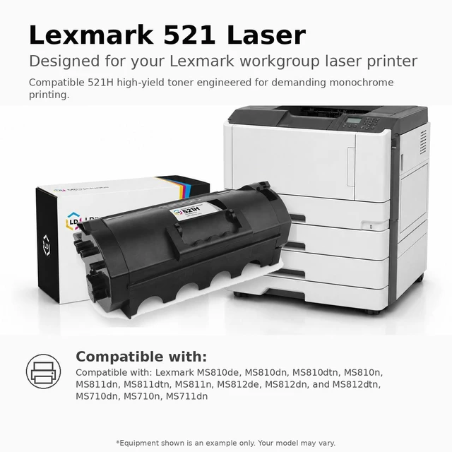Alt view image 6 of 7 - LD Products Compatible Toner Cartridge Replacement for Lexmark 521H 52D1H00 High Yield (Black) for use in MS810de, MS810dn, MS810dtn, MS810n, MS811dn, MS811dtn, MS811n, MS812de, MS812dn, & MS812dtn