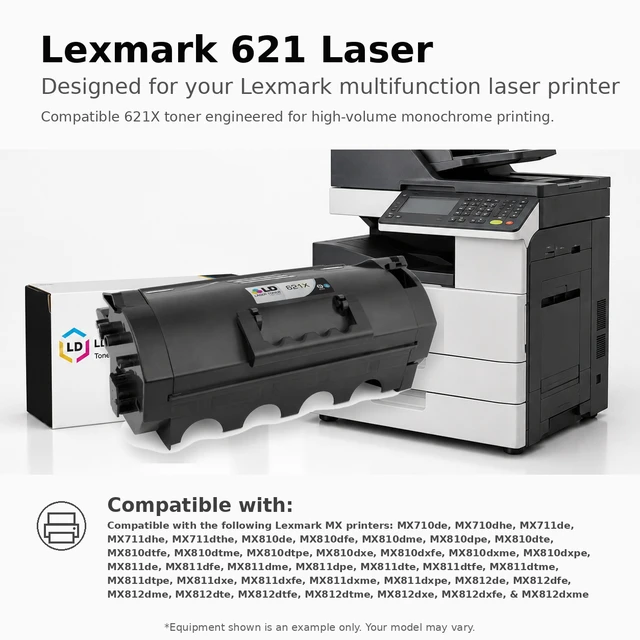 Alt view image 6 of 7 - LD Compatible Lexmark 62D1H00 / 621H 2PK HY Black Laser Toner Cartridges