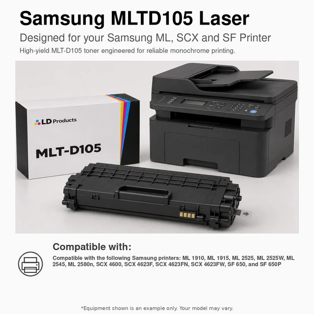 Alt view image 6 of 6 - LD Products Compatible Toner Cartridge Replacement for Samsung MLT-D105L High Yield (Black)