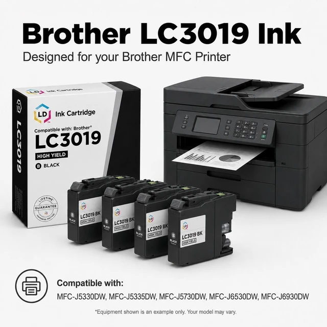 Alt view image 6 of 7 - LD Compatible Brother LC3019 / LC3019BK Super High Yield Black Ink Cartridge
