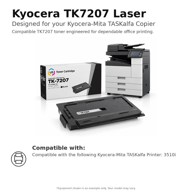 Alt view image 6 of 7 - LD Products Compatible Toner Replacement for Kyocera TK-7207 (Black, 3-Pk)