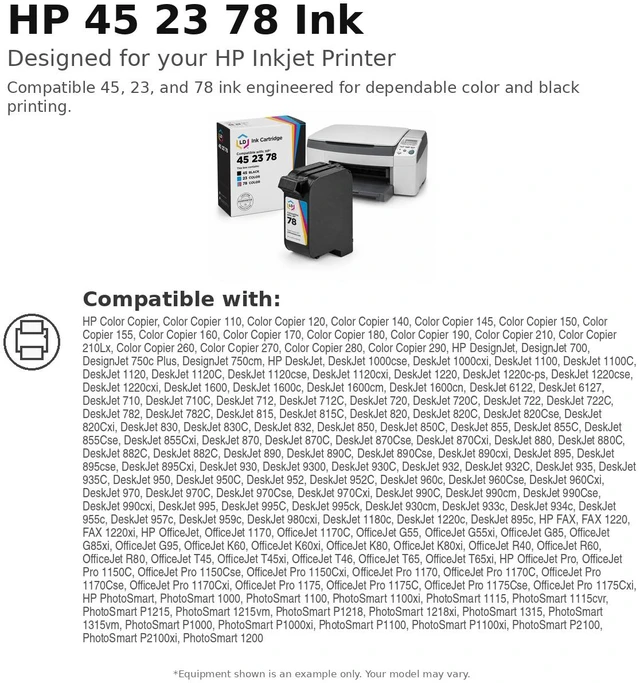 Alt view image 6 of 7 - LD Products Replacement for HP 45 Black 51645A & HP 23 C1823D Color Ink Cartridges (2 Black, 2 Tri-Color, 4-Pack)
