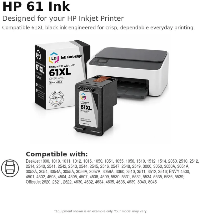 Alt view image 3 of 7 - LD Products Compatible Ink Cartridge Replacement for HP 61XL CH563WN High Yield (Black)