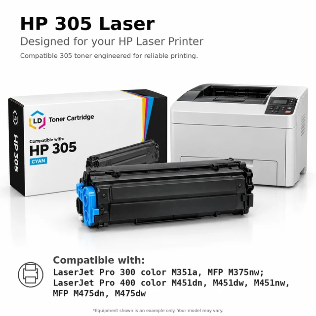 Alt view image 6 of 7 - LD Products Compatible Toner Cartridge Replacements for HP 305A (Black, Cyan, Magenta, Yellow, 6-Pack)