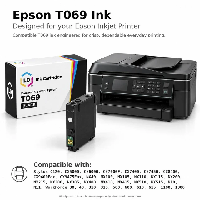 Alt view image 6 of 7 - LD Products Remanufactured Ink Cartridge Replacements for Epson 69 T069120 (Black, 5-Pack)