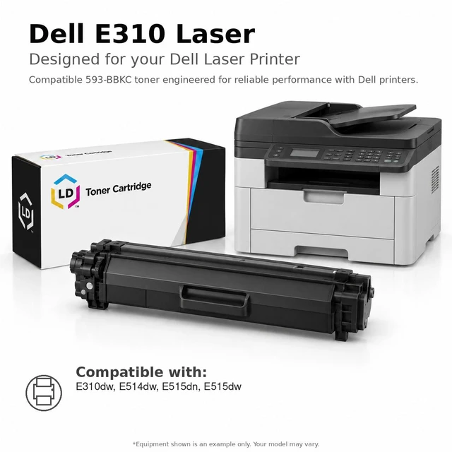 Alt view image 6 of 7 - LD Products Compatible Toner and Drum Cartridge Replacements for Dell 593-BBKD and 593-BBKE (2 Toner, 1 Drum, 3 Cartridge Pack)
