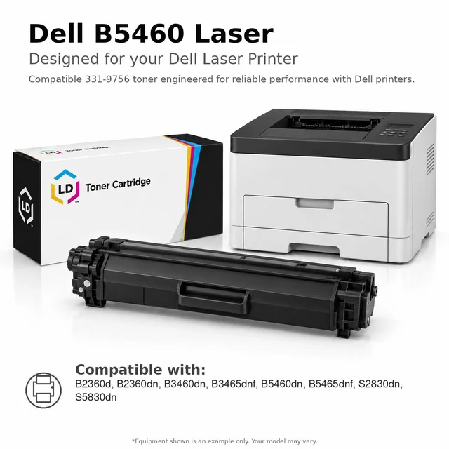 Alt view image 12 of 13 - LD Products Compatible Toner Cartridge Replacement for Dell 331-9756 X5GDJ High Yield (Black)