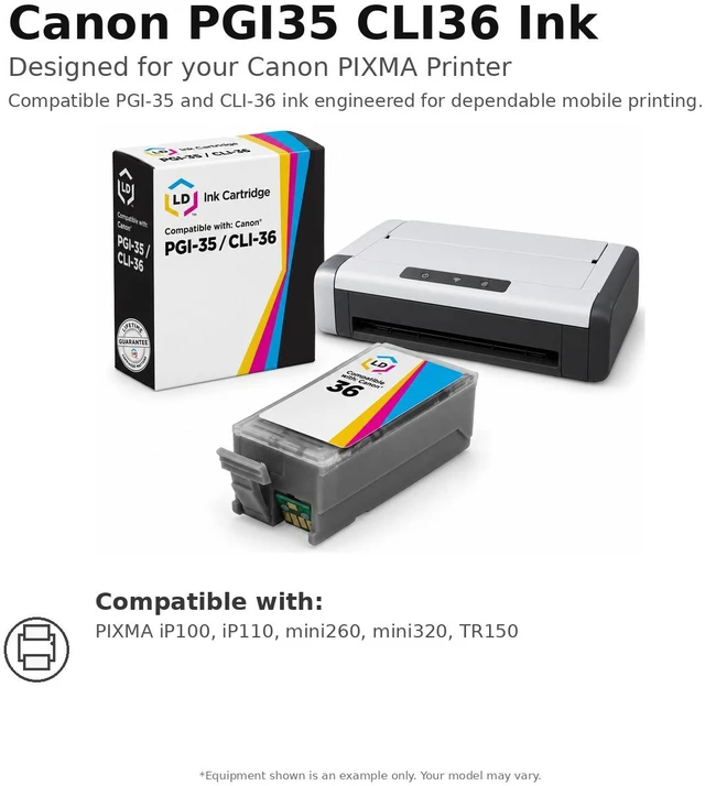 Alt view image 6 of 7 - LD Products Compatible Ink Cartridge Replacement for Canon PGI35 & CLI36 (3 Black, 2 Color, 5-Pack)