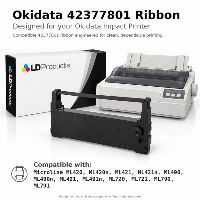 Alt view image 6 of 7 - LD Products Compatible Printer Ribbon Cartridge Replacement for Okidata 42377801 (Black, 3-Multipack)