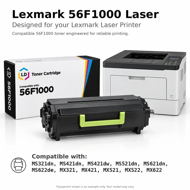 Alt view image 6 of 7 - LD Products Toner Cartridge Compatible with Replacement for Lexmark 56F1H00 High Yield (Single Black)