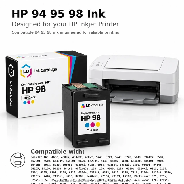 Alt view image 6 of 7 - LD Products Remanufactured Ink Cartridge Replacement for HP 94 & 95 (3 Black, 2 Color, 5-Pack)