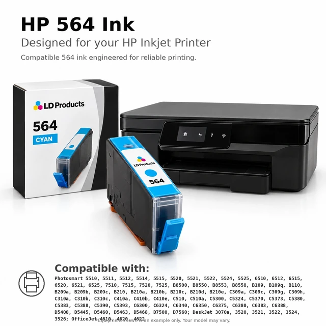 Alt view image 6 of 6 - LD Products Compatible Ink Cartridge Replacement for HP 564XL High Yield (3 Black, 2 Cyan, 2 Magenta, 2 Yellow, 9-Pack)