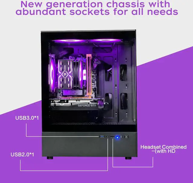 Alt view image 4 of 6 - HZG Gaming PC Computer Desktop Intel Core i7 4790 , GTX 1660S  6G GDDR6 Memory Stick (TY 8G*2), 1TB SSD M.2 NVME, ARGB Fan*3, Controller*1 Windows 10 Home