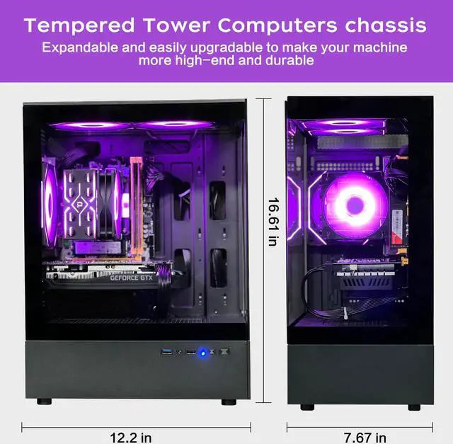 Alt view image 5 of 6 - HZG Gaming PC Computer Desktop Intel Core i7 4790 , GTX 1660S  6G GDDR6 Memory Stick (TY 8G*2), 1TB SSD M.2 NVME, ARGB Fan*3, Controller*1 Windows 10 Home