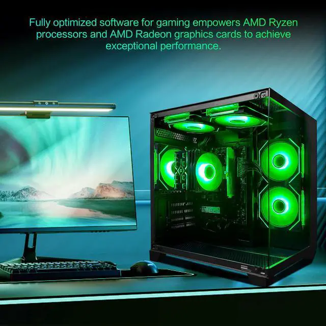 Alt view image 3 of 6 - HZG Gaming Desktop Computer PC,AMD Ryzen 7 5700G, 16GB RAM and 1TB NVMe M.2 SSD, WiFi6 ARGB Fan, Prebuilt Gaming PC Tower
