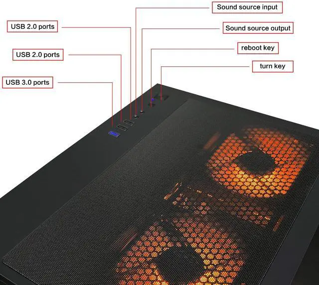 Alt view image 5 of 6 - HZG Gaming Desktop Computer PC,AMD Ryzen 7 5700X,RTX 4060 8G 32GB RAM and 1TB NVMe M.2 SSD, WiFi6E, ARGB Fan, Prebuilt Gaming PC Tower