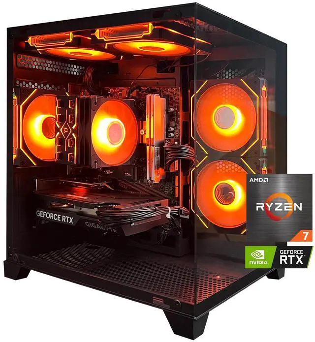 Alt view image 6 of 6 - HZG Gaming Desktop Computer PC,AMD Ryzen 7 5700X,RTX 4060 8G 32GB RAM and 1TB NVMe M.2 SSD, WiFi6E, ARGB Fan, Prebuilt Gaming PC Tower