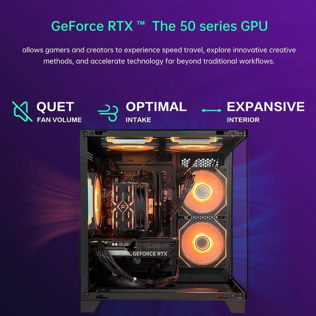 Alt view image 3 of 6 - HZG Gaming Desktop Computer PC,Intel Core i5-13400F GeForce RTX 5060 8G 32GB RAM and 1TB NVMe M.2 SSD, WiFi6E, ARGB Fan, Prebuilt Gaming PC Tower