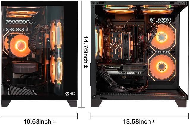 Alt view image 5 of 6 - HZG Gaming Desktop Computer PC,Intel Core i5-13400F GeForce RTX 5060 8G 32GB RAM and 1TB NVMe M.2 SSD, WiFi6E, ARGB Fan, Prebuilt Gaming PC Tower