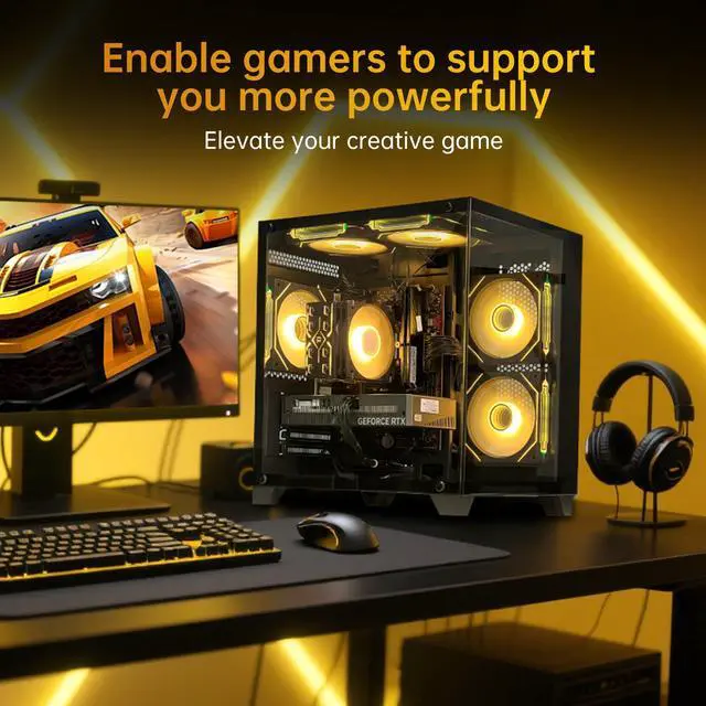 Alt view image 2 of 7 - HZG Gaming Desktop Computer PC,Intel Core i5-13400F GeForce RTX 5060 8G 32GB RAM and 1TB NVMe M.2 SSD, WiFi6E, ARGB Fan, Prebuilt Gaming PC Tower