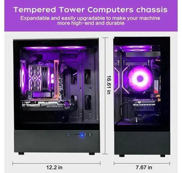 Alt view image 5 of 6 - HZG Gaming PC Computer Desktop Intel Core i7 4790, GTX 1660S 6G GDDR6 Memory Stick (TY 8G*2), 1TB SSD M.2 NVME, ARGB Fan*3, Controller*1