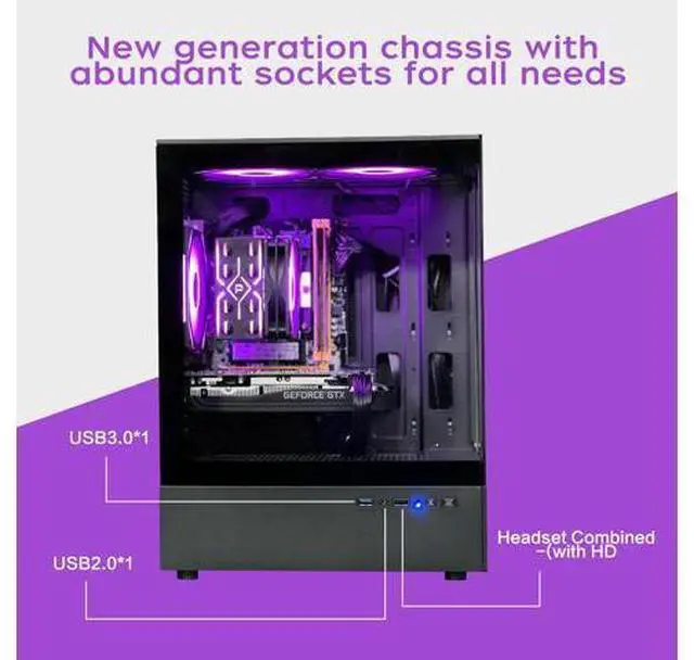 Alt view image 4 of 6 - HZG Gaming PC Computer Desktop Intel Core i7 4790, GTX 1660S 6G GDDR6 Memory Stick (TY 8G*2), 1TB SSD M.2 NVME, ARGB Fan*3, Controller*1