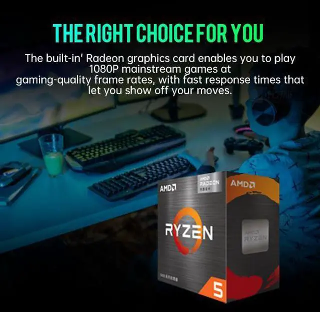 Alt view image 6 of 6 - HZG Gaming PC Desktop,AMD Ryzen 5 5600GT 3.6GHz,16GB DDR4 RAM 3200MHz,1TB NVME SSD,Supply WiFi/Bluetooth Support for Office, Light Entertainment, Video Editing