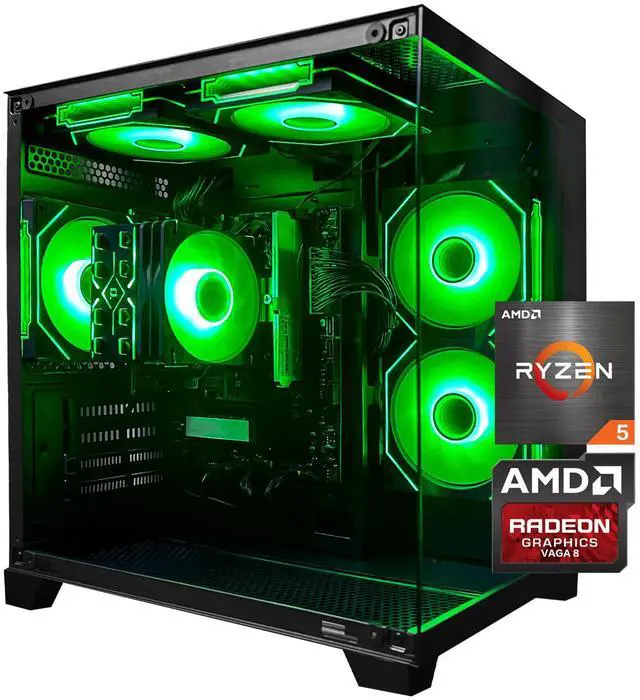 Main image of HZG Gaming PC Desktop,AMD Ryzen 5 5600GT 3.6GHz,16GB DDR4 RAM 3200MHz,1TB NVME SSD,Supply WiFi/Bluetooth Support for Office, Light Entertainment, Video Editing