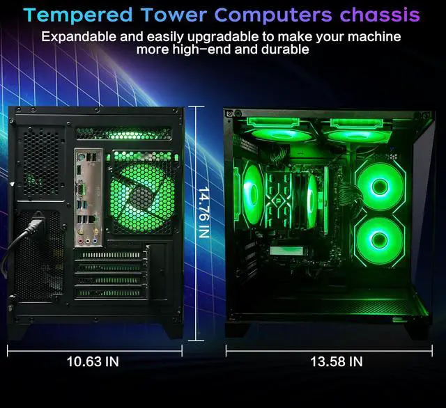 Alt view image 4 of 6 - HZG Gaming PC Desktop,AMD Ryzen 5 5600GT 3.6GHz,16GB DDR4 RAM 3200MHz,1TB NVME SSD,Supply WiFi/Bluetooth Support for Office, Light Entertainment, Video Editing