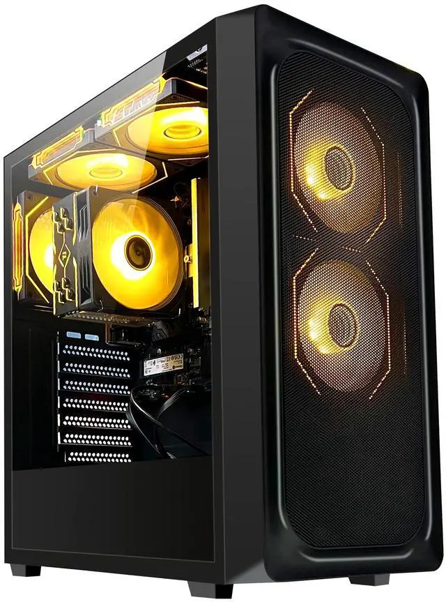 HZG Gaming Desktop Computer PC,AMD Ryzen 7 5700G, AMD Radeon Vega 8,core 3.8GHz (up to 4.6GHz) 16GB RAM and 1TB NVMe M.2 SSD, WiFi6 ARGB Fan, Windows 11 Prebuilt Gaming PC Tower Windows 11