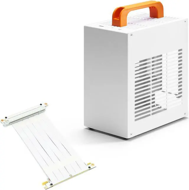 Main image of SGPC ITX Mini Case - K39 (Steel) / Includes Two Handles / Comes with 2 Standard Ventilated Side Panels and 1 Extra Acrylic Ventilated Side Panel / 5.1L Ultra-Small SFF Case white /PCIE3.0 riser cable