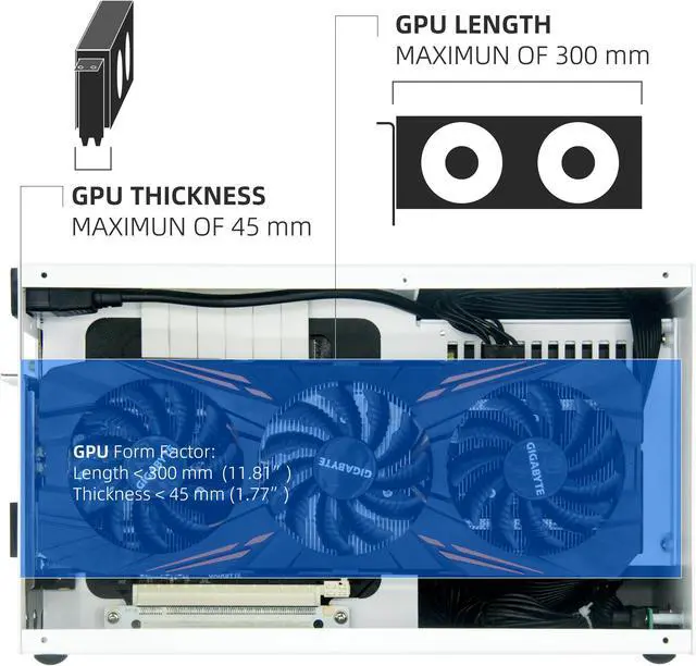 Alt view image 3 of 7 - SGPC Itx Mini Case - New K49(Steel)/Upgraded Version of K55 ,Full-Size GPU Compatible,2 Handles,Vented Panel - 2 Steel & 1 Acrylic Side Panels / 7L Small Itx Case