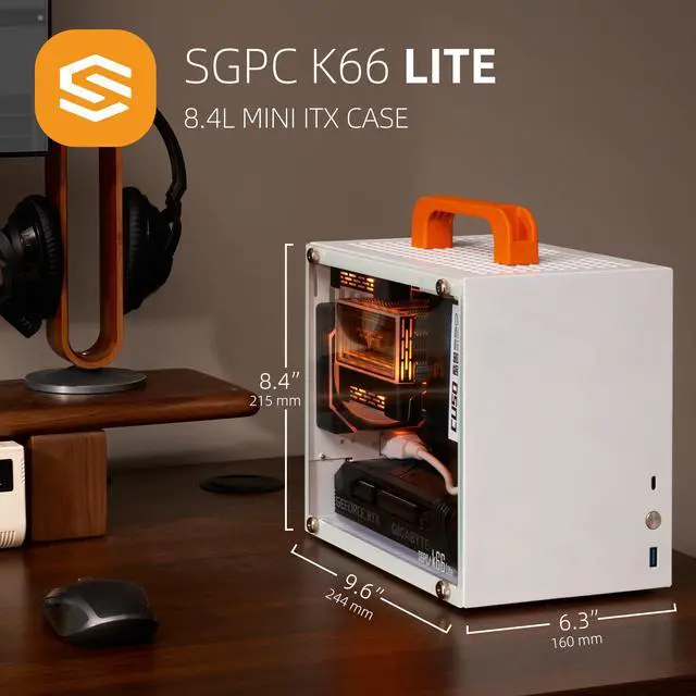 Alt view image 4 of 6 - SGPC K66 lite Compact ITX Case - Sleek 1mm-1.5mm Steel Design with 3mm Tempered Glass Side Panel. Compatible with ITX motherboard and SFX power supply.