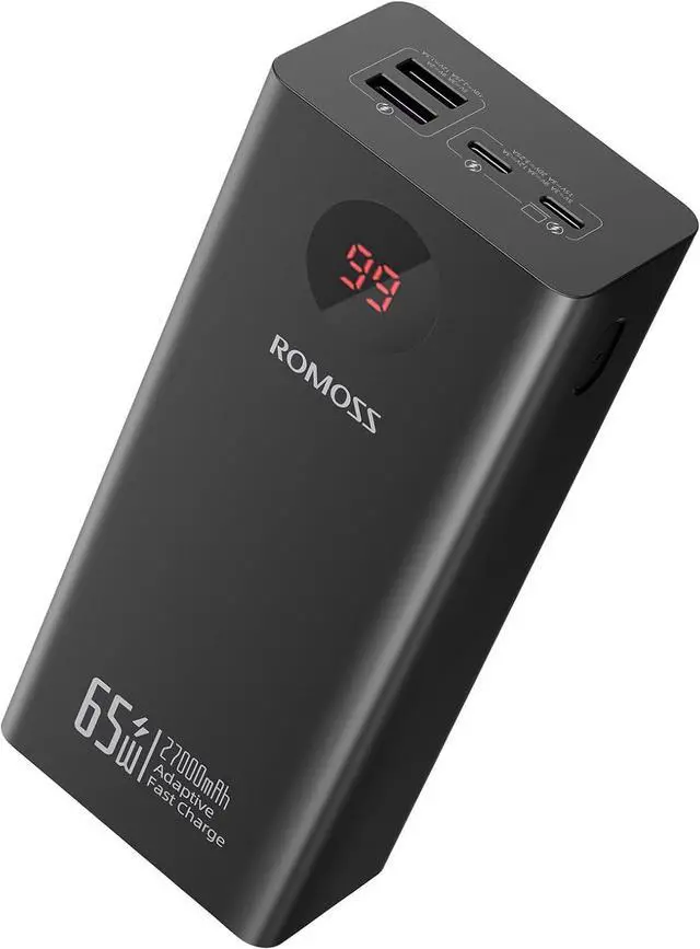 Main image of ROMOSS Power Bank, 65W 27,000mAh High Capacity Laptop Portable Charger with USB C Fast Charging, Digital Display, for iPhone 16/15/14, iPad, MacBook Pro, Samsung, Steam Deck, Dell XPS