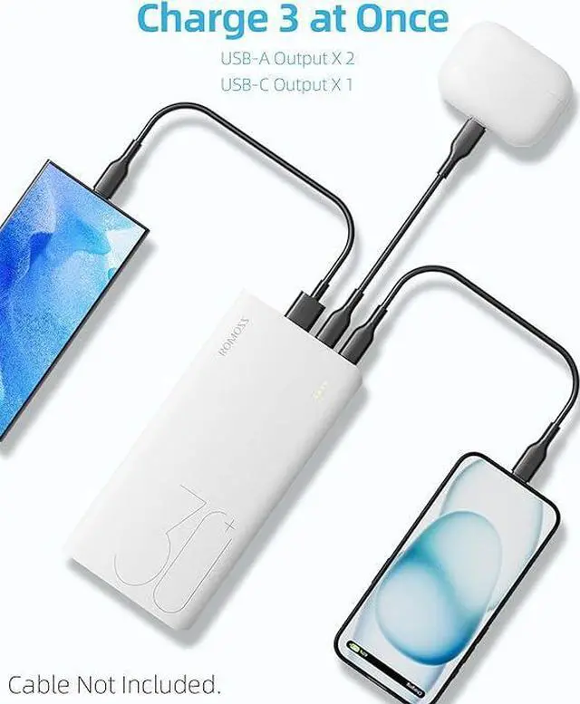 Alt view image 4 of 5 - ROMOSS Power Bank, 30,000mAh Portable Phone Charger with USB C 3 Outputs & 3 Inputs, External Battery Pack PD 18W with iPhone 15/14/13/12, iPad, Samsung Galaxy and More