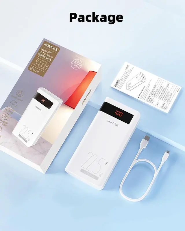 Alt view image 7 of 7 - ROMOSS 30000mAh Power Bank, Sense8PF Portable Charger, 22.5W USB C PD20W Fast Charging LED Display, Phone Battery Pack with 3 Outputs & 3 Inputs Compatible with iPhone, iPad, Galaxy, Android and More