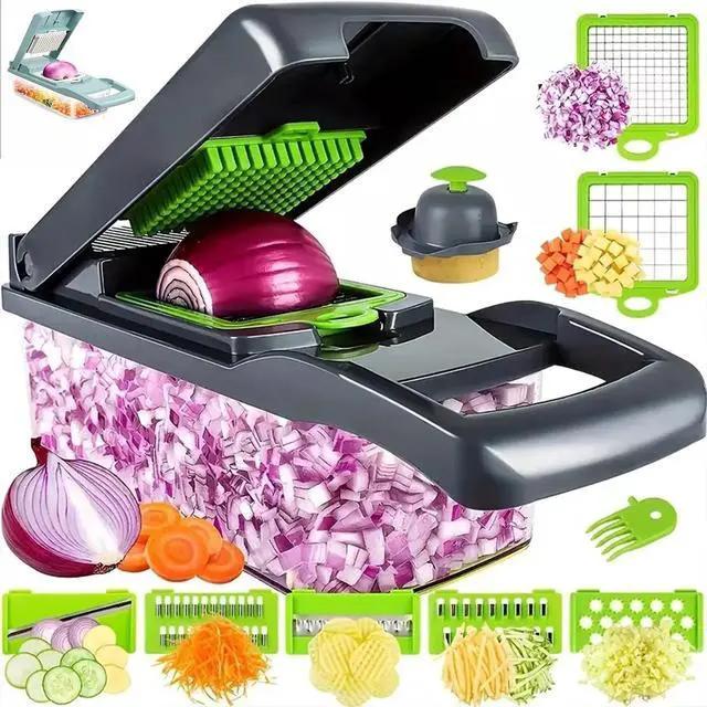 Main image of Home & Living 14-in-1 Multifunctional Vegetable Chopper with Handle & Food Grate Vegetable Slicer