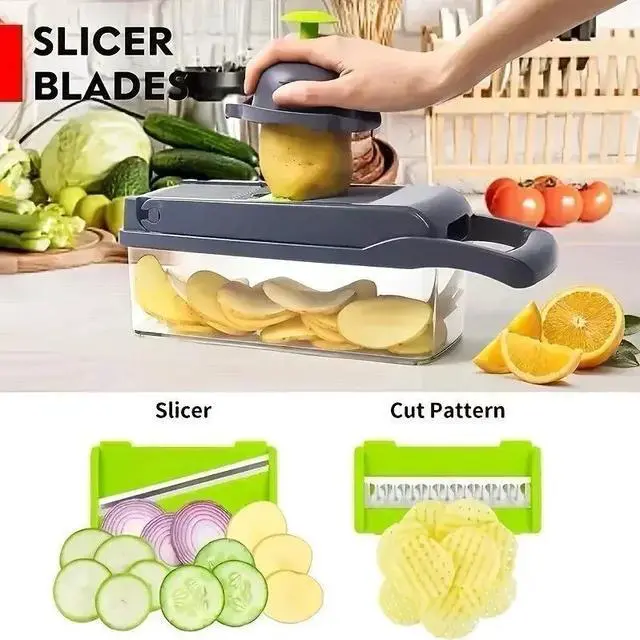 Alt view image 3 of 6 - Home & Living 14-in-1 Multifunctional Vegetable Chopper with Handle & Food Grate Vegetable Slicer