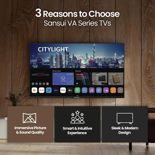 Alt view image 3 of 7 - Sansui S32VAFW 32 inch Class VA Series Full HD LED Smart WebOS TV