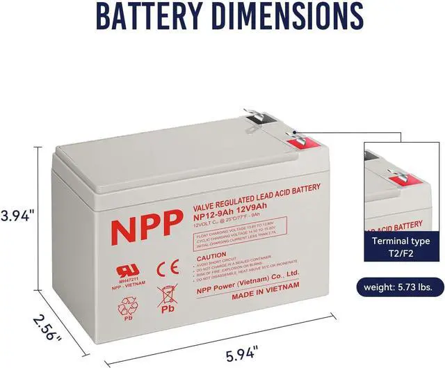 Alt view image 5 of 7 - NPP 12V 9Ah Rechargeable AGM SLA Battery with F2 Terminals for APC UPS, Razor E200 / E200s / E225 / E300, Cyberpower Backup System, Electric Scooter, Rid Toy