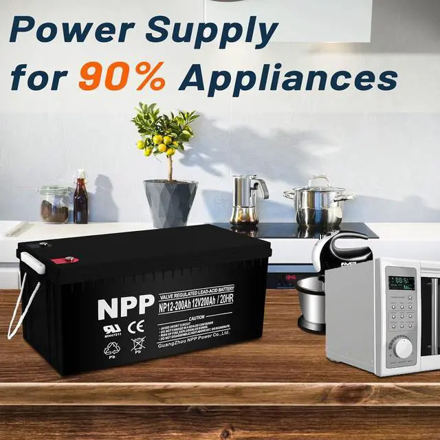 Alt view image 3 of 6 - NPPower NP12-200Ah 12V 200Ah Rechargeable AGM SLA Battery, Safe Charge for Most Home Appliances, RV, Camping, Cabin, Marine and Off-Grid System
