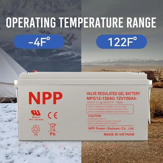 Alt view image 4 of 7 - NPP NPG12-150Ah 12V 150Ah Rechargeable Gel Deep Cycle Battery with Button Style Terminals SLA Storage Battery for Off Grid Solar System, Wind, RV, Marine, Boat, Golf Cart