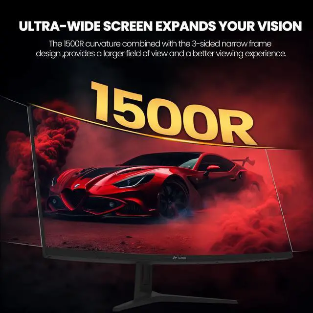 Alt view image 2 of 6 - CRUA 34Inch Ultrawide Gaming Monitor, WQHD(3440*1440P)144Hz/165Hz Curved Monitor,1500R, 99% sRGB, Computer Monitor That Support AMD Freesync, HDMI 2.1 & Displayport 1.4,Wall Mountable Installs-Black