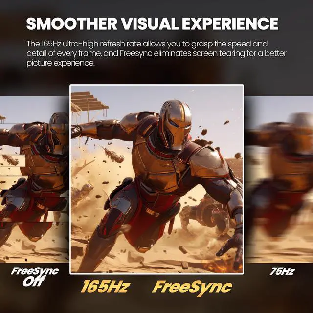 Alt view image 4 of 6 - CRUA 34Inch Ultrawide Gaming Monitor, WQHD(3440*1440P)144Hz/165Hz Curved Monitor,1500R, 99% sRGB, Computer Monitor That Support AMD Freesync, HDMI 2.1 & Displayport 1.4,Wall Mountable Installs-Black