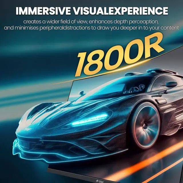 Alt view image 6 of 7 - CRUA 32" Curved Gaming Monitor, 144Hz/180Hz Display, FHD(1920*1080P) VA Screen, 1800R, 100%sRGB, Computer Monitor that Support AMD Freesync, HDMI/Displayport, Wall Mountable Installs-Black