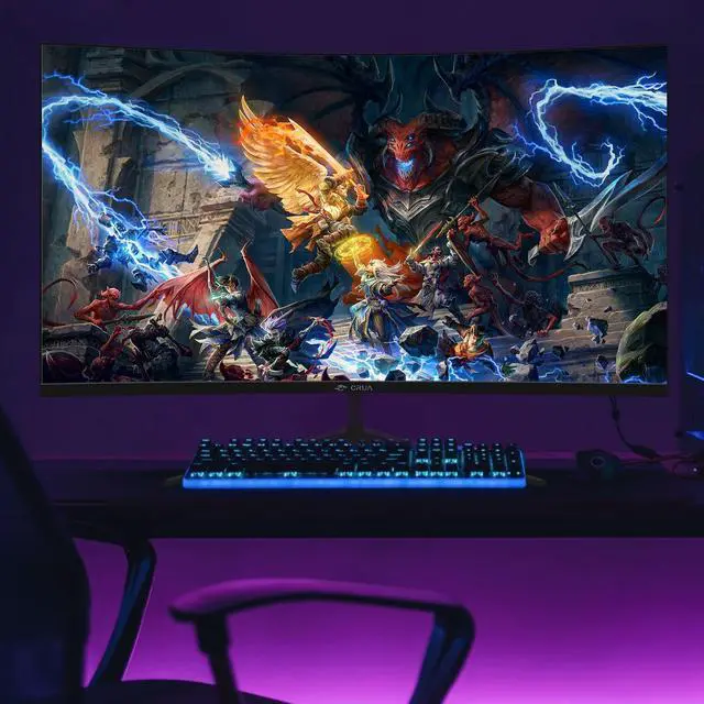 Alt view image 7 of 7 - CRUA 32" Curved Gaming Monitor, 144Hz/180Hz Display, FHD(1920*1080P) VA Screen, 1800R, 100%sRGB, Computer Monitor that Support AMD Freesync, HDMI/Displayport, Wall Mountable Installs-Black